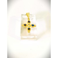 Ασημένιος σταυρός επίχρυσος με ζιργκόν 3,5x2,4εκ. (SCR47)